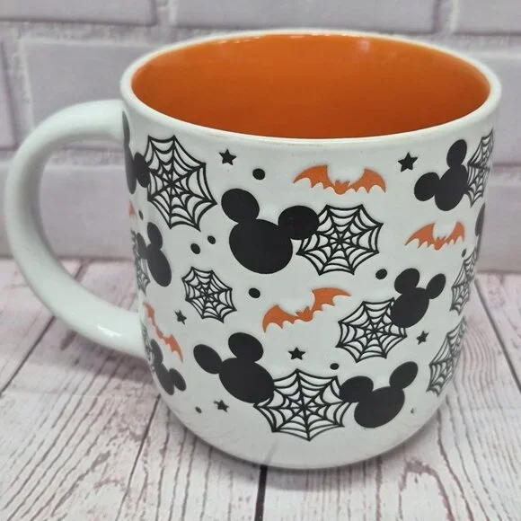 Disney Mickey Mouse 16oz Bats Spider Webs Halloween Ceramic Mug, New - Picture 2 of 4